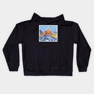 Iceland Volcanic Eruption Batik Style Design Kids Hoodie